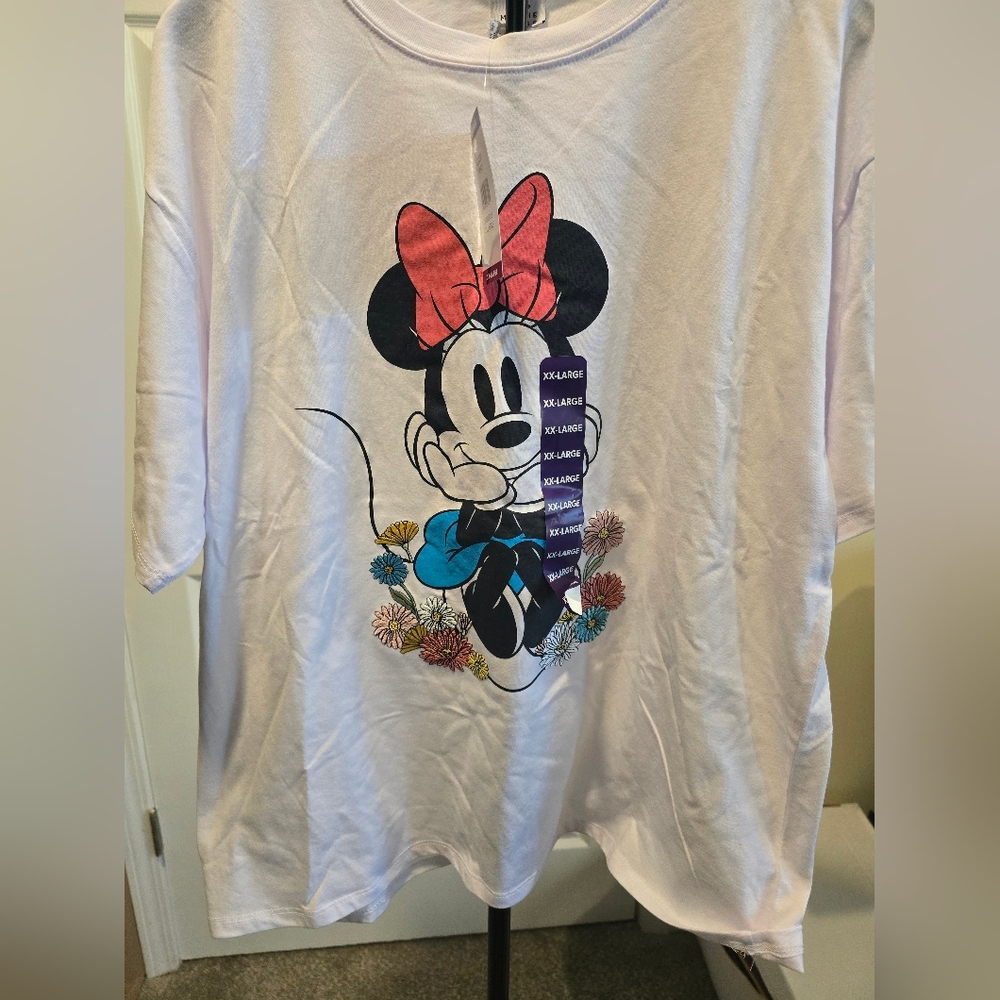 Disney Minnie Mouse White T Shirt Embroided NWT XXL